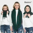 thumbnail image 4 of BASICO 2PK Warm Knit Winter Scarfs for Women Green Plaid and Ivory Infinity Scarf Circle Loop Scarves, 4 of 7