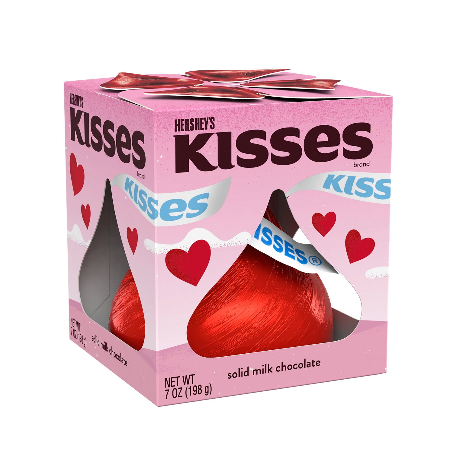 HERSHEY'S, KISSES Solid Milk Chocolate Candy, Valentine's Day, 7 oz, Gift Box