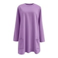 thumbnail image 4 of NMMUED Crewneck Sweatshirts Women, Oversized Crewneck Sweatshirt Women, Womens Crewneck Sweatshirt, Fall Sweatshirts for Women, Womens Oversized Tops, Purple 3XL, 4 of 5
