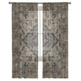 thumbnail image 7 of Sheer Curtains 84 inches Long, Mysterious Retro Totem Flower Printing Light Filtering Sheer Window Curtains Rod Pocket Voile Drapes for Bedroom Living Room, 52"W x 84"L 2 Panels, 7 of 7