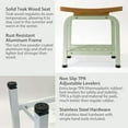 thumbnail image 3 of Bali Shower Bench, Teak & Aluminum Shower/Bath/Spa/Patio Stool Bench, Chair/Side Table with Storage Shelf for Indoor/Outdoor, Adjustable TPR Foot Pads,, 3 of 5