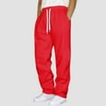 thumbnail image 2 of SLdy Mens Sweatpants Straight-Leg with Pockets Elastic Drawstring Waist Jogging Running Workout Gym Athletic Activewear Casual Comfort, Red M, 2 of 5