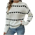 thumbnail image 2 of Hipattires Knit Sweaters for Women Soft Sweaters Pullover Winter Love Heart Print Skinny Thick Warm Tops White Trendy Womens Blouse, 2 of 9