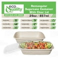 thumbnail image 2 of EcoQuality 29oz Disposable Bowls with Clear Lids - Rectangular Compostable Sugarcane Fiber Biodegradable Paper Bowls Eco-Friendly Take Out Food Storage Containers, Microwave Safe (200 PACK), 2 of 8