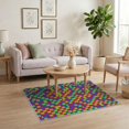 thumbnail image 3 of ODIKA Eccentric Interlocking Squares Funky Geometric Vibrant Checkerboard Pet Friendly & Kids Safe Play for Playroom, Bedroom, Reading Nook, 3 of 7