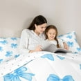 thumbnail image 5 of Castle Fairy Cartoon Blue Bow Queen Comforter Set,Ribbon Bowknot Bedding Comforter Set, 5 of 8