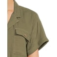 thumbnail image 5 of Beach Lunch Lounge Womens Cuff Sleeve Button Romper with Tie Waist, 5 of 6
