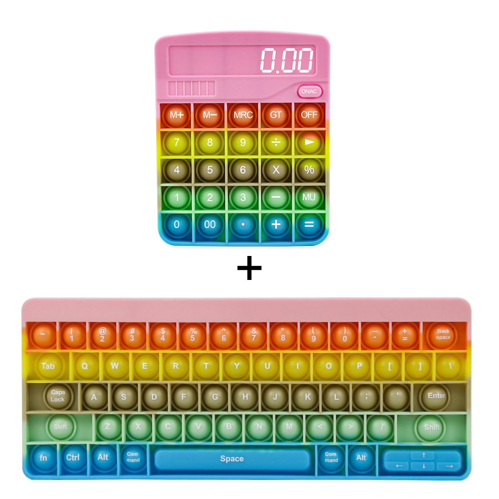 OLOEY Pop It Fidget Toys Silicone Keyboard Letter Rainbow Macaron Antistress Reliver Stress
