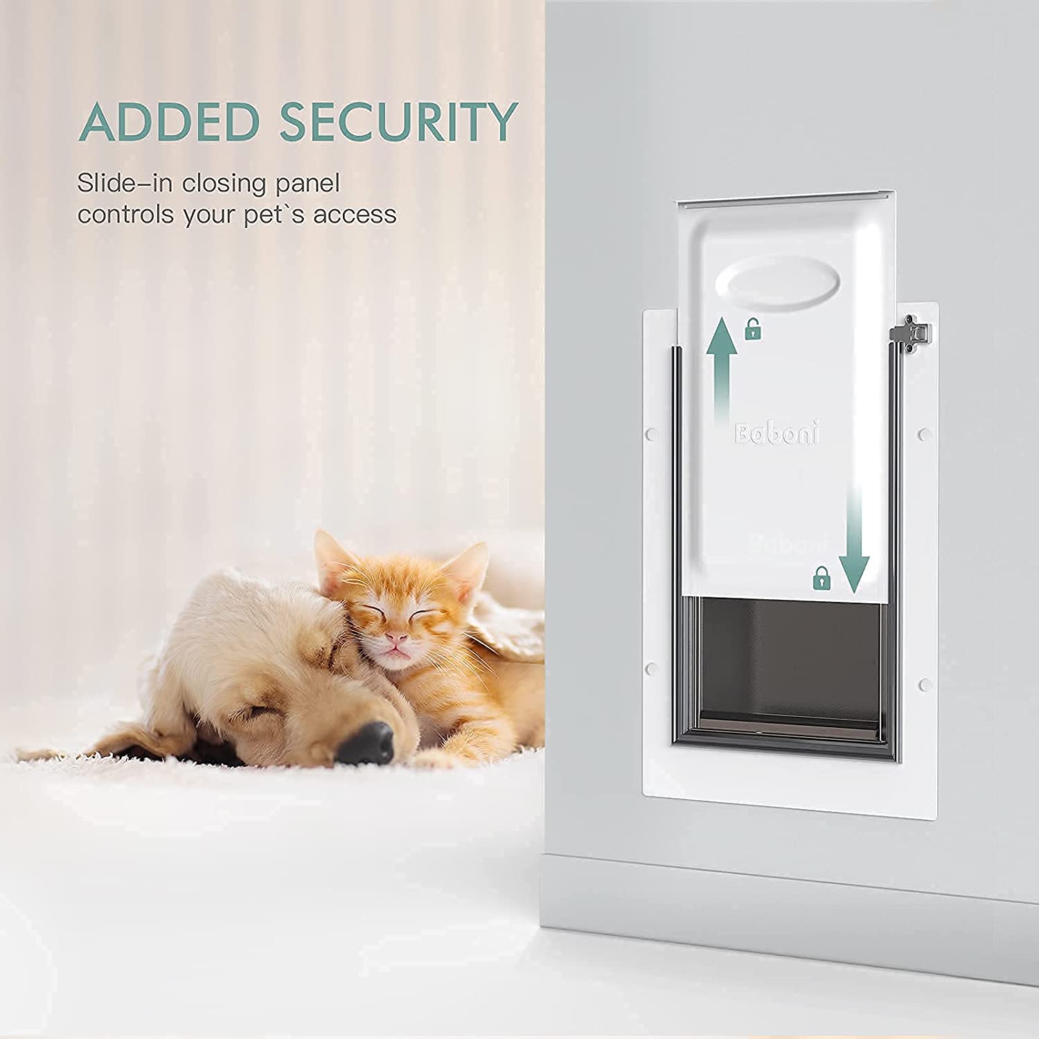Baboni Pet Door for Wall, Steel Frame, Telescoping Tunnel, Large photo 5