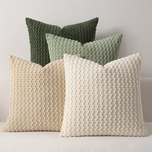 Christmas Pillow Cover, 4 Ultra Soft Bohemian Corduroy Decorative Pillowcases, Mixed Colors, Sofa Plush Pillow, Living Room Chair
