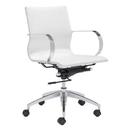 Zuo Glider Low Back Faux Leather Office Chair in White