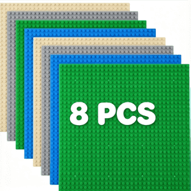 8 Pack Classic Baseplates Building Plates for Building Bricks 100% Compatible with All Major Brands-Baseplate, 10" x 10", Multicolored