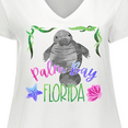 thumbnail image 4 of Inktastic Palm Bay Florida Cute Swimming Manatee Women's Plus Size V-Neck T-Shirt, 4 of 5