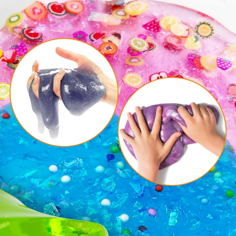 ESSENSON Slime Kit Slime Supplies Slime Making Kit for Girls Boys Kids Art Craft Crystal Clear Slime Glitter Slime Charms Girls Toys Gifts for