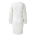 thumbnail image 5 of Mikilon Femmes Pull Manches Longues Automne Solide Décontracté 0-Cou Sweat-Shirt Robe, 5 of 5