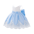 thumbnail image 2 of IBTOM CASTLE Baby Girls Formal Dress Lace Bowknot Baptism Embroidery Princess Birthday Wedding Flower Tutu Gown with Headwear 9-12 Months Blue, 2 of 8