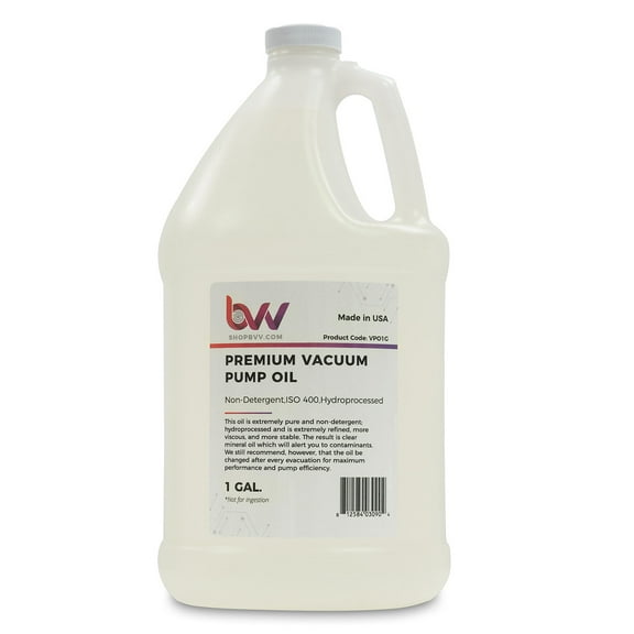 BVV Premium Vacuum Pump Oil - Hydroprocessed Lubricating Oil for Maximum Pump Efficiency - Prolonged Life & Enhanced Performance for All Vacuum Pumps - Non-Detergent Oil Lubricant (1 Gallon)