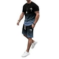 thumbnail image 4 of SHIXIAOO Men's 2025 Summer Tracksuit Plus Size Short Sleeve O Neck Athletic Suit Casual Color Block Drawstring Waist Tracksuit Set Men's Suits Slim Fit Modern Chef Suit for Men, 4 of 6