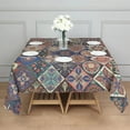 thumbnail image 3 of Multicolor Ethnic Geometric Pattern Square Tablecloth,Waterproof Square Table Cover,Wipeable Spillproof Washable Table Cover for Home Kitchen Party Decor 60"x60"(152x152cm), 3 of 6