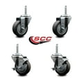 thumbnail image 2 of 3.5 Inch Thermo  Rubber Wheel Swivel 3/4 Inch Threaded Stem Caster Set 2 Brakes, 2 of 2