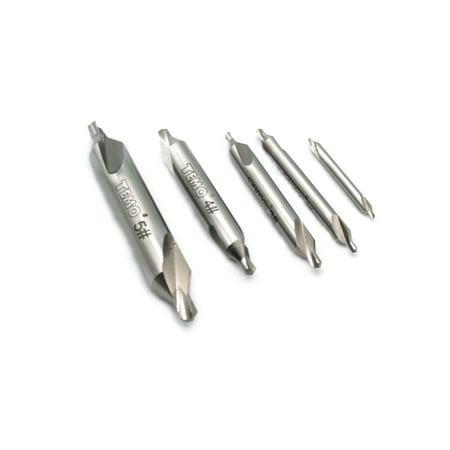 

TEMO 5 pc Lathe Mill Combined Center Drill 60 Degree Countersink (Sizes 1# 2# 3# 4# 5#)