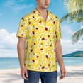 thumbnail image 5 of Balery Chamomile And Ladybug Print Men's Hawaiian Shirts Short Sleeve Beach Shirt Relaxed Fit Vacation Button Down Shirts-Large, 5 of 9
