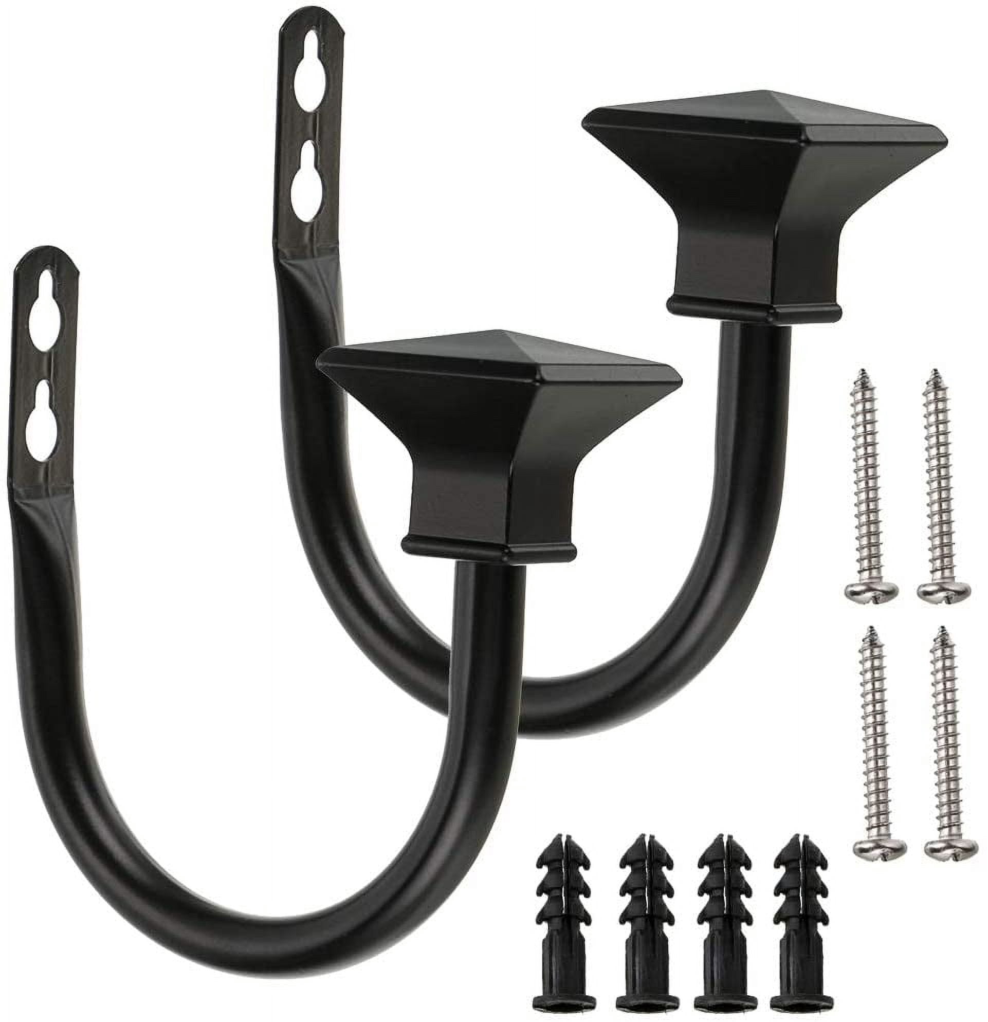 Juego De 2 Alzapaños Para Cortinas De Metal Negro - Forma De U, Montaje En Pared, Para Borlas O Decoración