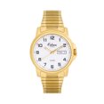 thumbnail image 1 of Orlean Mens Easy to Read Stretch Watch with Day / Date - Full 316L Stainless Steel Watch, Long Expansion Band - 38mm Analog Men's Metal Wrist Watches - White Dial, Big Easy Read Numbers - Gold, 1 of 4