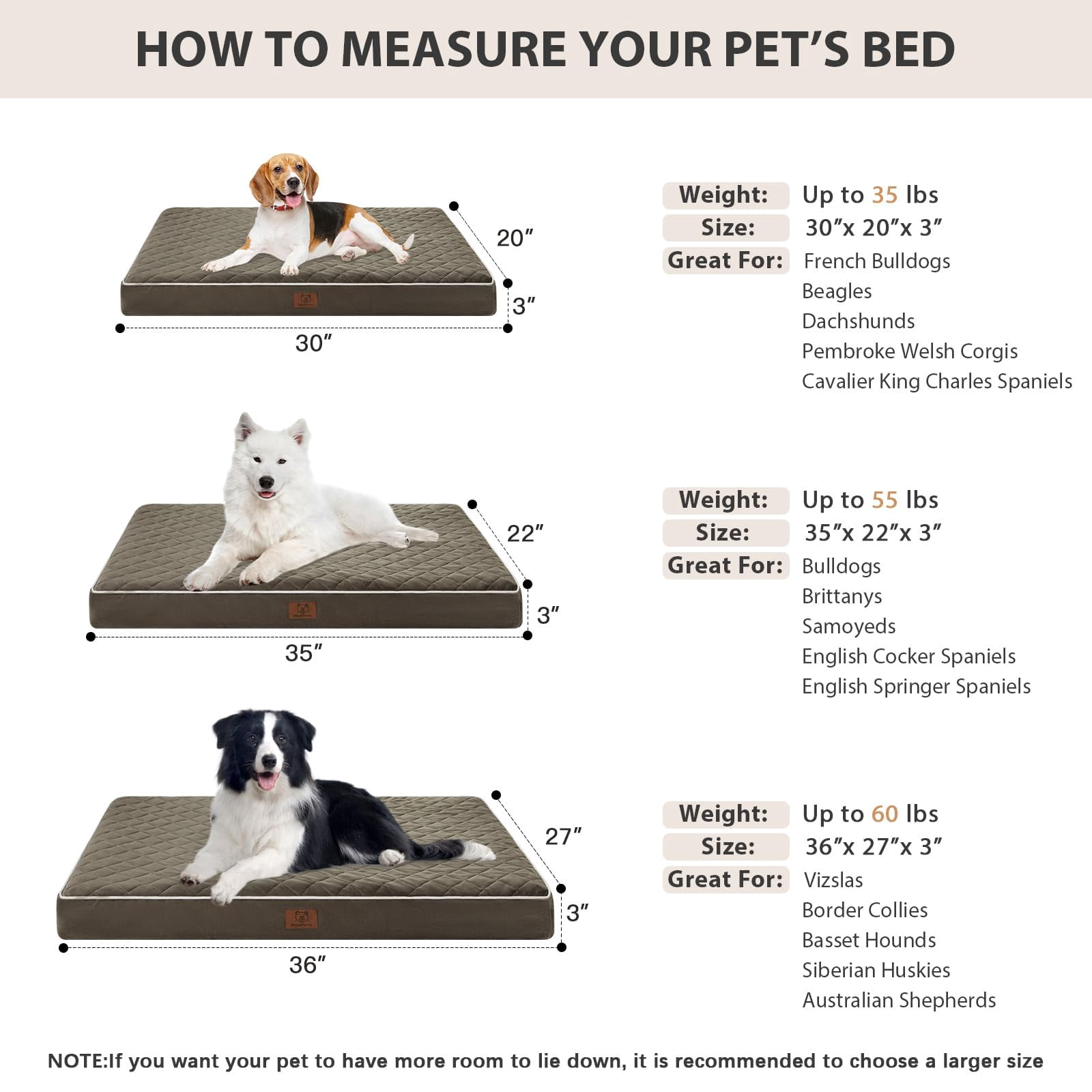 Dog Bed Medium Size  Waterproof Dogs With Removable Washable Cover Multi-needle Quilting Crate