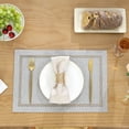 thumbnail image 4 of Placemats Set of 4, Yamaziot Double Layer Cloth Fabric Heat Resistant Place Mat, Washable Reversible Rectangle Dining Table Mats, Hollow Gray, 12"x18", 4 of 7