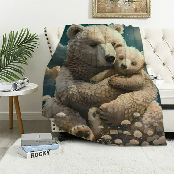 Orinice Bear Plush Blanket Blanket,Soft Warm Fuzzy Throw Blankets Kids Or Adults for Crib Bed Couch Chair Four Seasons Living Room Travel Outdoor  40x50in