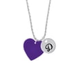thumbnail image 2 of Delight Jewelry Acrylic 1" Purple Heart Silvertone Script Initial Disc - D - Charm Necklace, 20"+3", 2 of 4