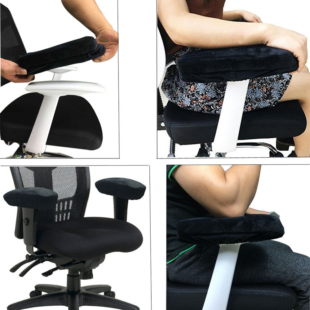 Letar 1 Pair Mat Chair Black Armrest Pad Elbow Pillow Cushion，for Forearm Pressure Relief,Universal Chair Arm Cover 