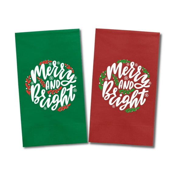 Christmas Napkins, Merry And Bright, Green and Red Paper Dinner Napkins, Christmas Table Decor and Guest Towels, Christmas Gift, Christmas Party Favors (12Pack - (6 Red & 6 Green)) USD$3999