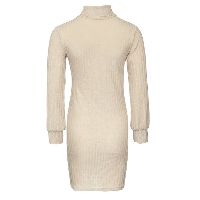 Amtdh Womens Dresses Pullover Casual Sexy Clothes Solid Color Slim Fit  Knitted Sweater Dress for Women Summer Dresses for Women Long Sleeve  Turtleneck Knee-High Dress for Women Yellow XXXXL - Walmart.com