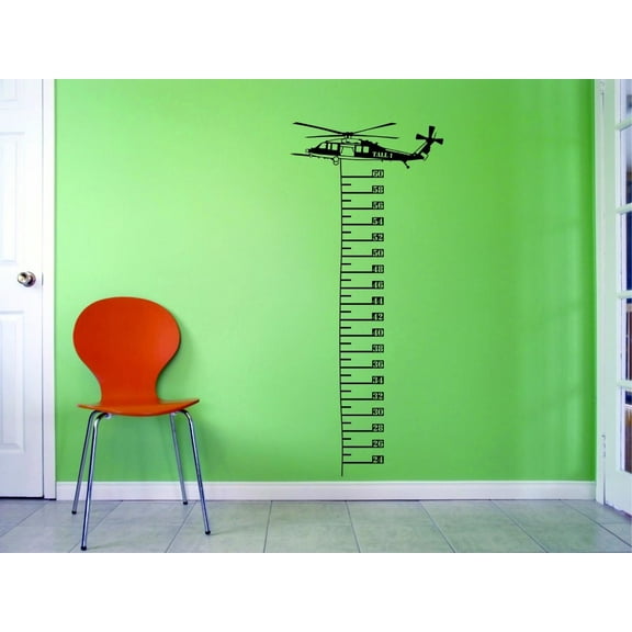 Custom Decals Helicopter Grow Chart Wall Art Size: 10 X 20 Inches Color: Black
