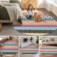 thumbnail image 6 of 4ft Washable Round Rug, Geometric Bohemia Non-Slip Circle Area Rug for Living Room Bedroom, Stripes Blue Orange and Yellow Indoor Floor Mat for Home Decor, 6 of 9