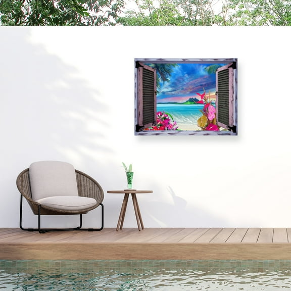 Leo Kelly 'Tropical Window to Paradise VII' Outdoor All-Weather Wall Decor
