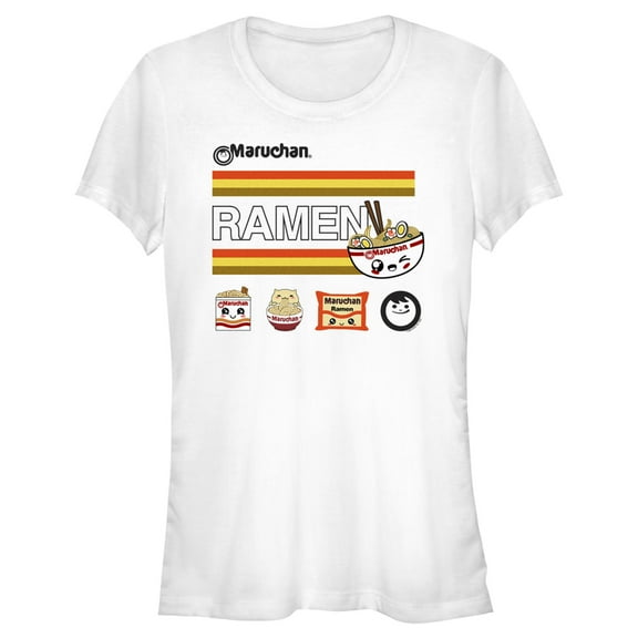 Junior's Maruchan Cartoon Ramen  Graphic Tee White Medium