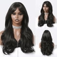 thumbnail image 2 of Peluca de cabello sintético con flequillo para mujer Afro, pelo largo negro Natural, fibra suave de alta temperatura, Cosplay diario, 2 of 4