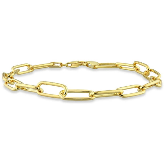 AMOUR 6mm Paperclip Chain Bracelet In Yellow Plated Sterling Silver, 7.5 In
