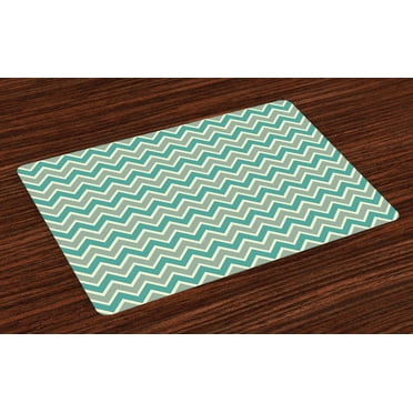 Ambesonne Chevron Place Mats Set of 4, Angular Stripes Pattern, Standard Size, Pale Sage Green Beige