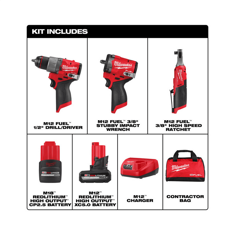Milwaukee Tool M12 FUEL 3-Tool Combo Kit