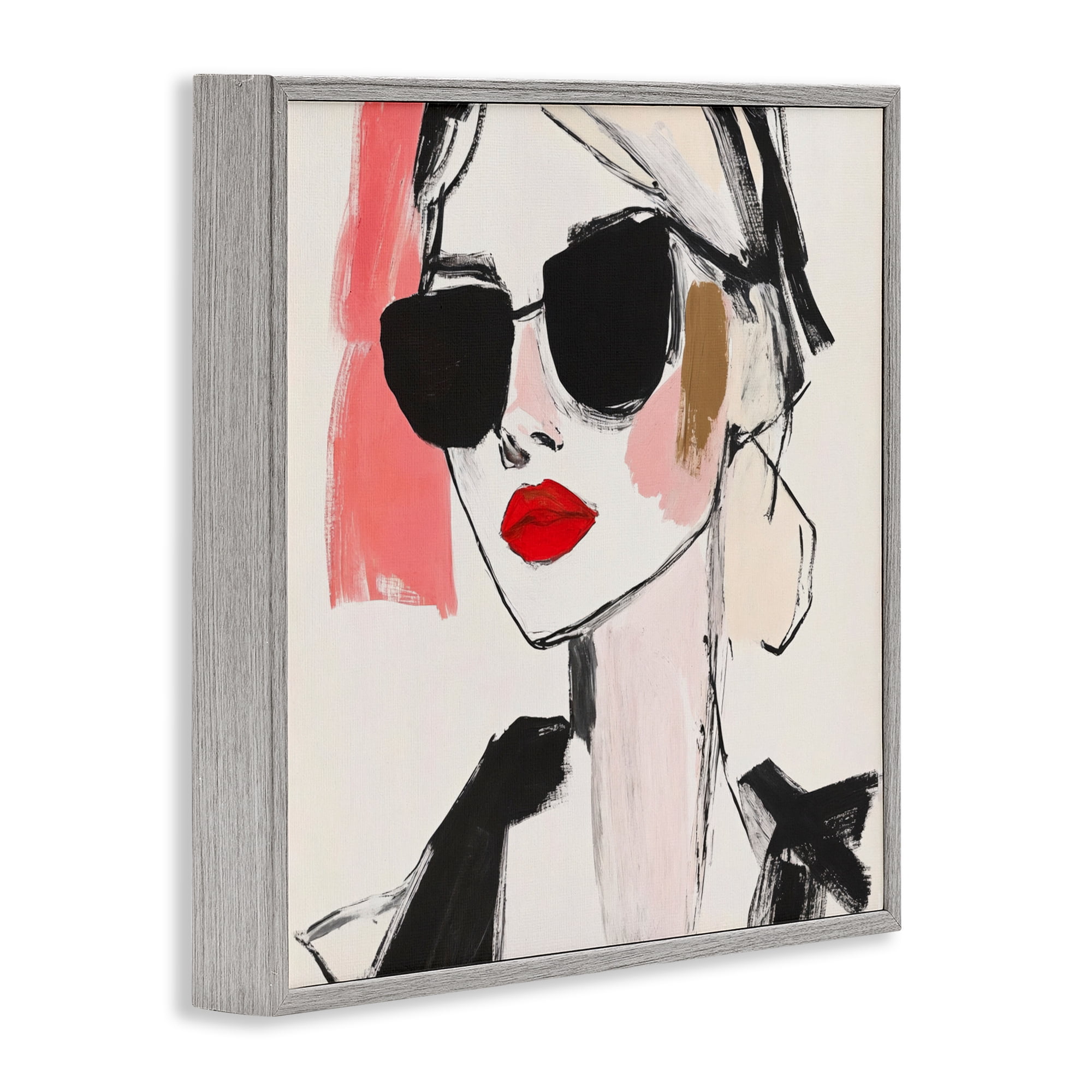 Stupell Industries Sassy Glamour Sketch Gray Framed Giclee Art, design by Andrea Haase