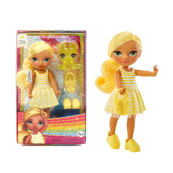 Rainbow High Littles – Daisy Madison, Yellow 5.5" Posable Small Doll, Purse, Pet Bear, Toy Gift for Girls Kids Ages 4-12