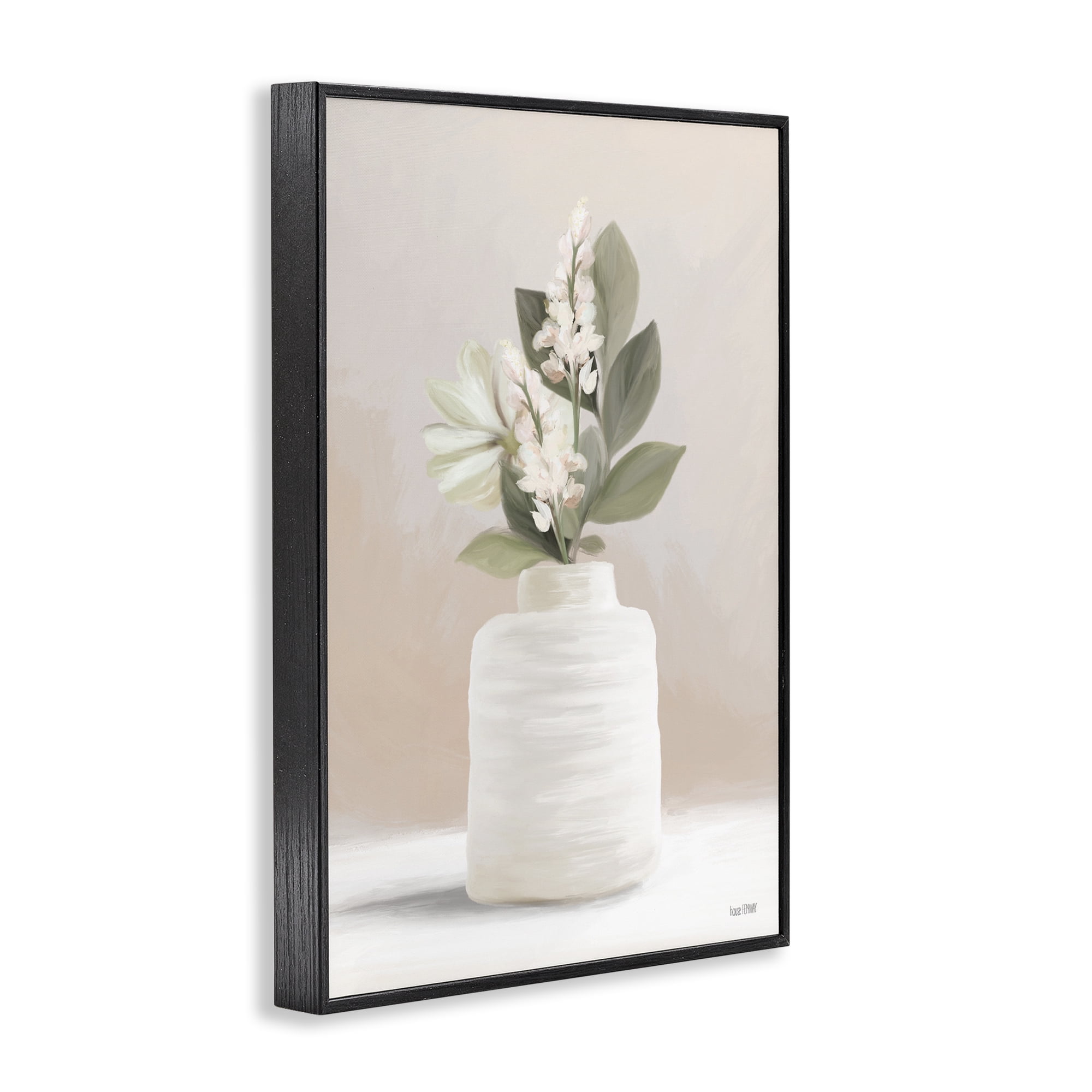 Stupell Industries Simple Potted Herb Botanical & Floral Painting Black Framed Art Print Wall Art, 20 x 30