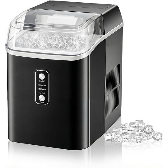 TINKLE WELL Nugget Ice Maker Countertop, Portable Ice Machine with Removable Basket & Scoop, 6-Min Fast Ice, 24lbs/Day, Self-Cleaning, Quiet, for Home, RV, Camping, Black