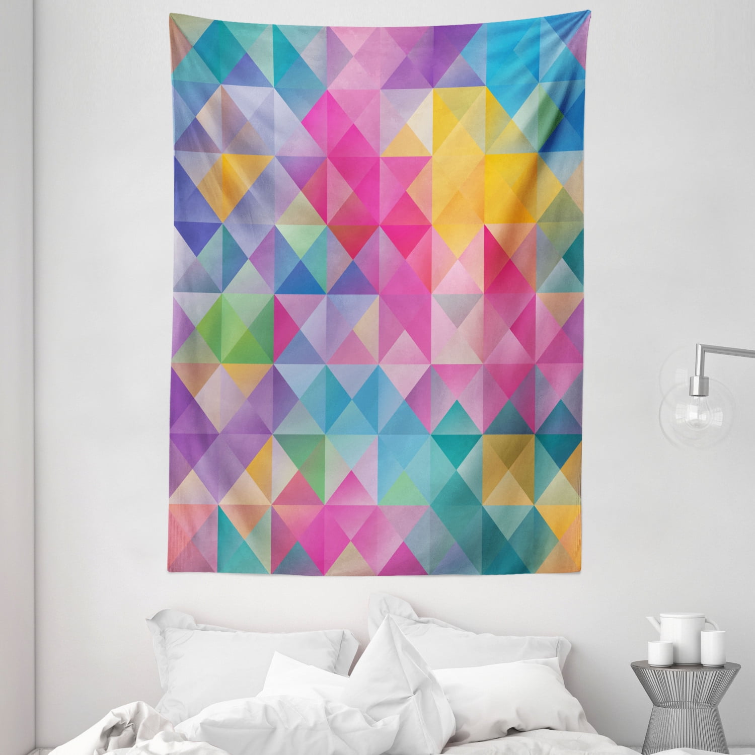 Geometric Tapestry, Abstract Blurry Image of Squares Lines Ombre Like