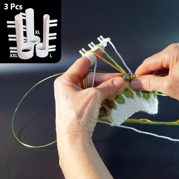 3Pcs Yarn Guide Finger Holder Knitting Thimble Tool Plastic Yarn Guide Separated Tools for Crochet Knitting Crafts Accessories, White - L, XL, XXL