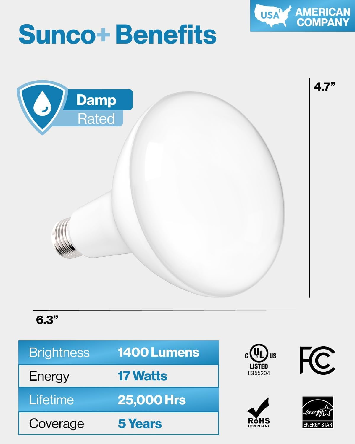 Sunco 6 Pack BR40 LED Light Bulbs, Indoor Flood Lights, Recessed Can Light Bulb, 1400 LM, 17W (100W Equivalent), 6000K Daylight Deluxe, Dimmable, E26 Base, for Home, Bedroom, Kitchen UL.